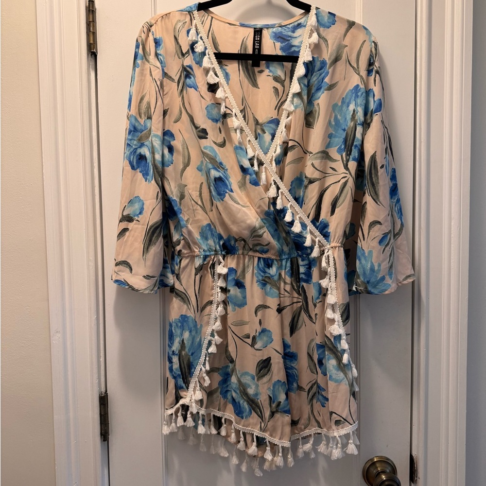 Floral Romper with White Tassels